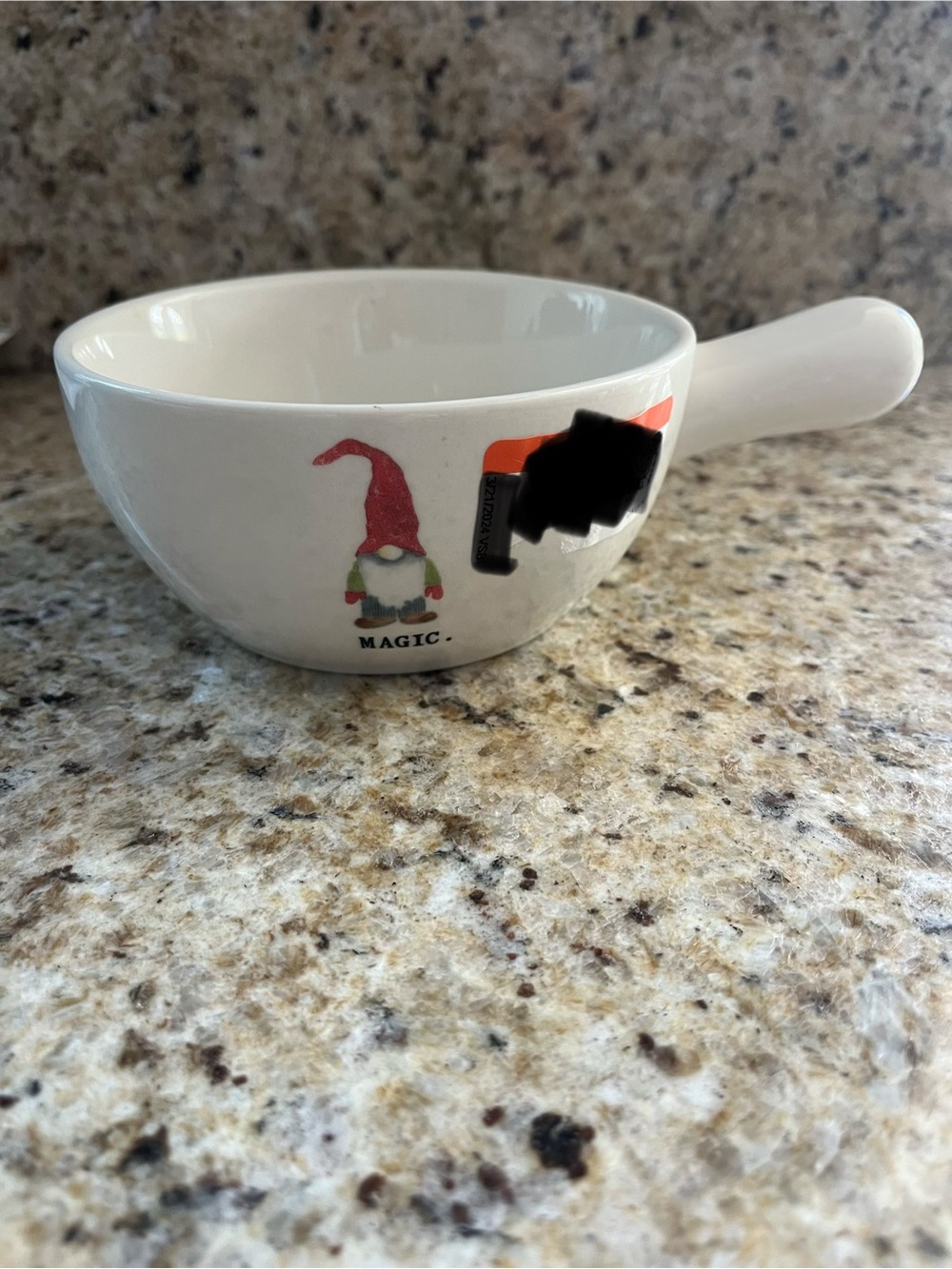 Rae Dunn Ceramic Magic Gnome Handled Bowl with Red Hat
